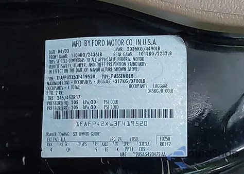 2003 Ford Mustang Gt из США, поврежденный, VIN 1FAFP42X63F419520